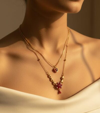 Ruby Bloom Layered Necklace