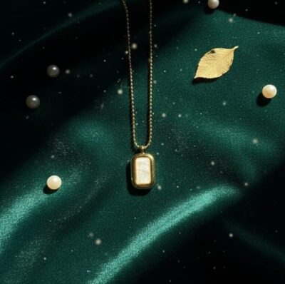 Ivory Glow Rectangular Pendant Necklace