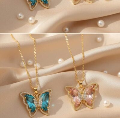 Butterfly Grace Crystal Pendant Necklace