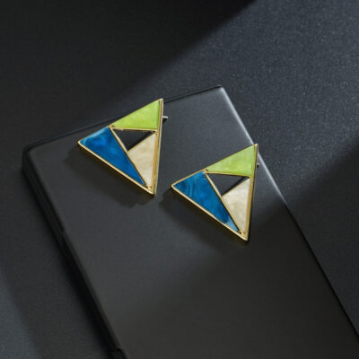 Geometric Prism Triangle Stud Earrings