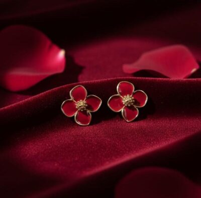 Midnight Bloom Floral Stud Earrings