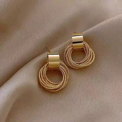 Golden Aura Textured Drop Earrings