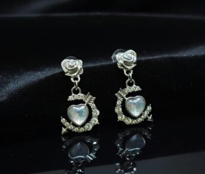 Royal Heart Rose Drop Earrings