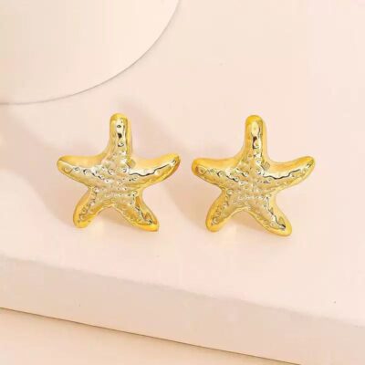 Golden Starfish Stud Earrings