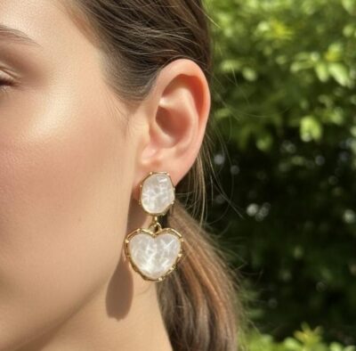 Pearl Heart Drop Earrings