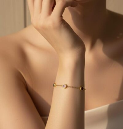 Multicolor Stone Chain Bracelet