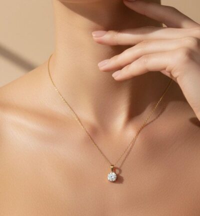 Classic Solitaire Drop Pendant Necklace