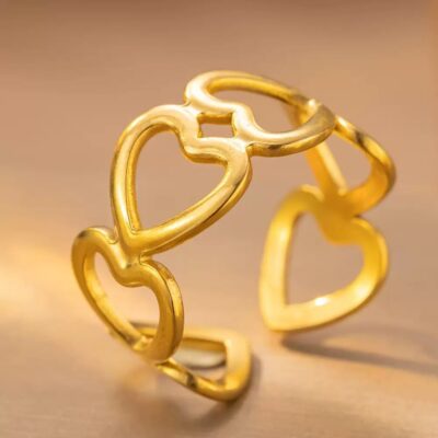 Golden Heart Loop Ring