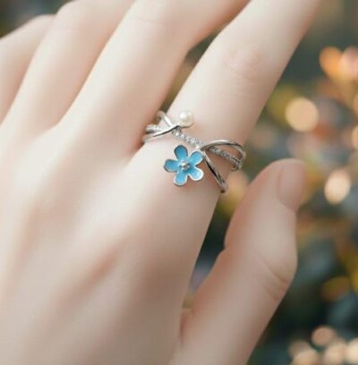 Blue Blossom Pearl Ring