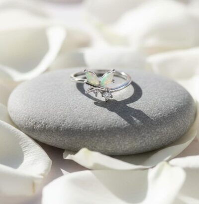 Opal Leaf Whisper Ring