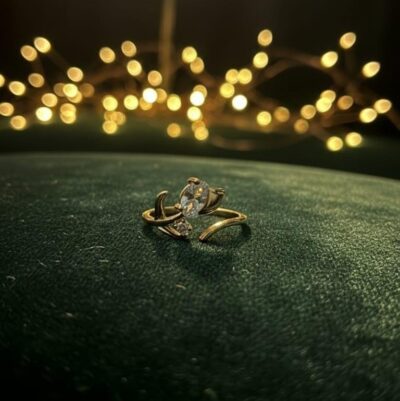 Golden Glow Leaf Wrap Ring
