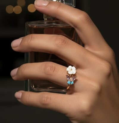 Moonlit Blossom Wrap Ring