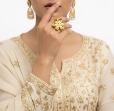 Golden Bloom Floral Statement Ring