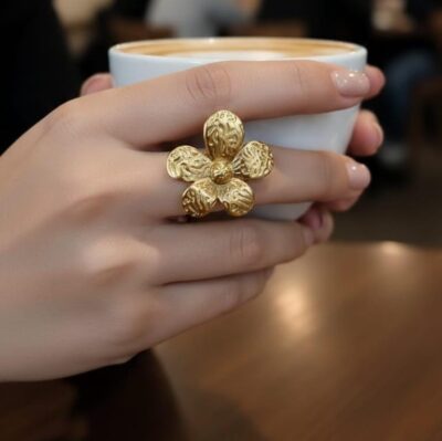 Golden Bloom Statement Ring