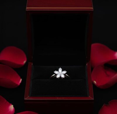 Ivory Bloom Crystal Ring