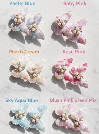 Pastel Butterfly Pearl Hair Clips