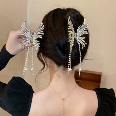 Crystal Phoenix Pearl Drop Hair Claw