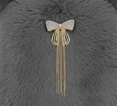 Golden Crystal Bow Tassel Hair Clip