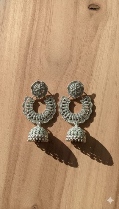Ethnic Oxidised Jhumka Earrings