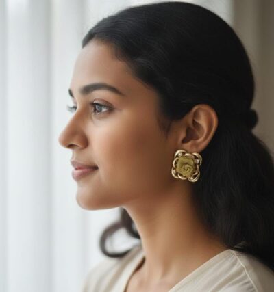 Golden Rose Stud Earrings