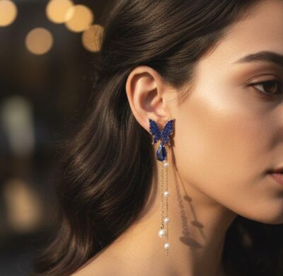 Butterfly Pearl Drop Earrings