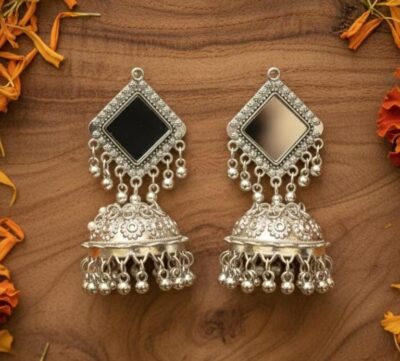 Noor Oxidised Mirror Jhumka