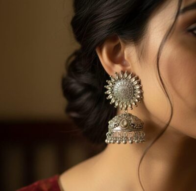 Noor Classic Oxidised Jhumkas